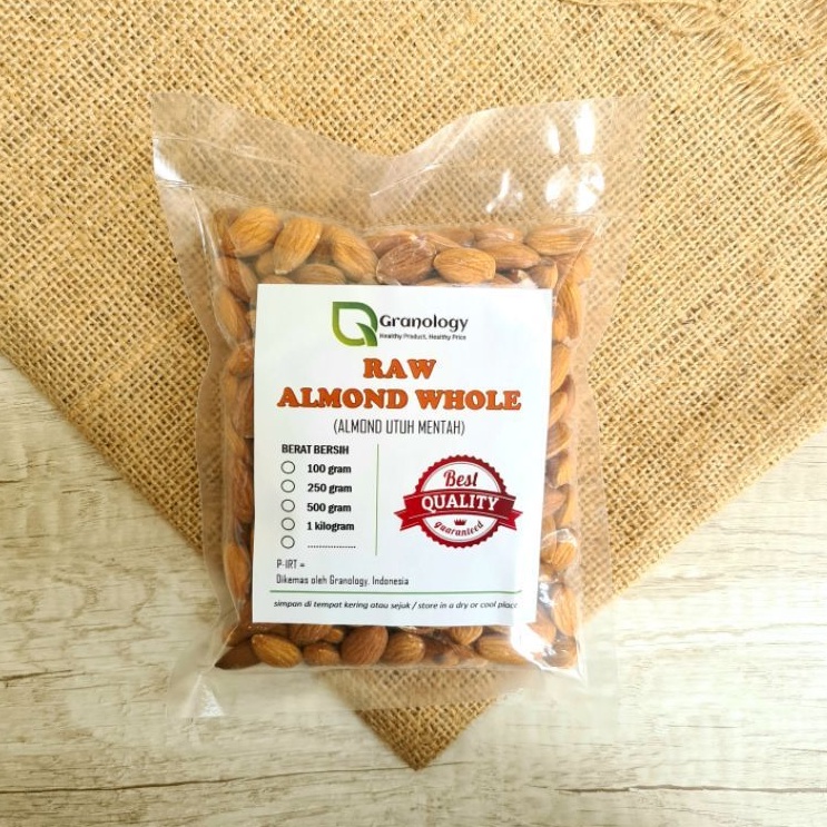 (RAW) Kacang Almond Utuh Mentah / Almond Whole Raw (250 gram)