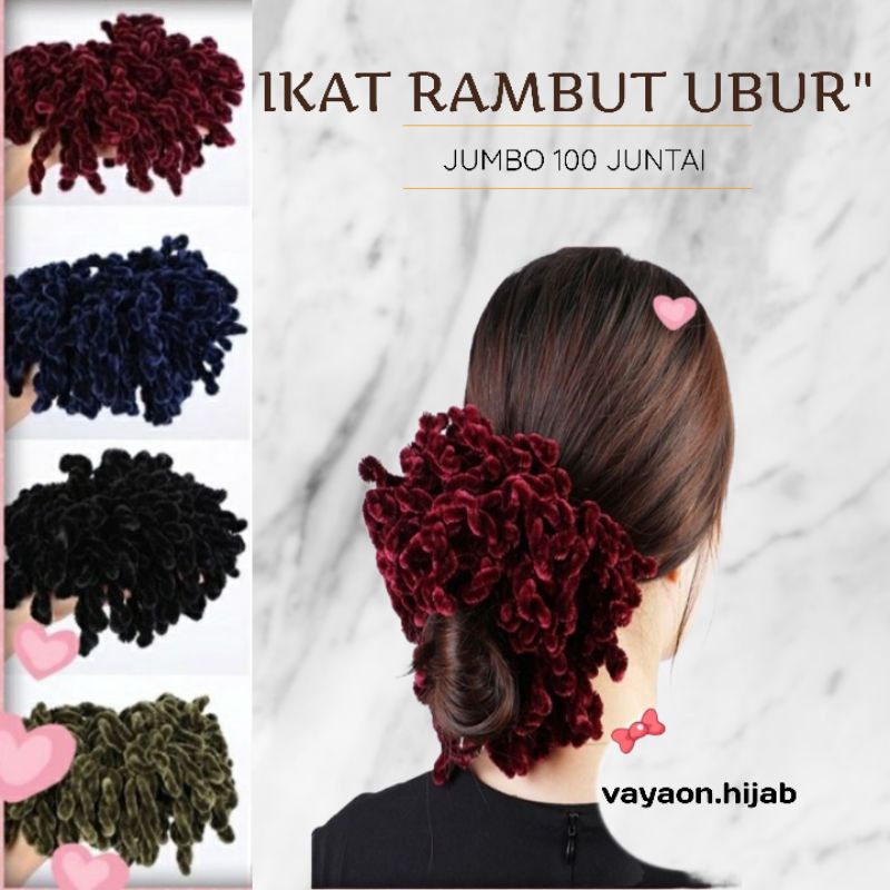 Ikat Rambut Scrunchie Kunciran Ubur-Ubur Ukuran JUMBO 100 JUNTAI /  Cendol / Cepolan Hijab