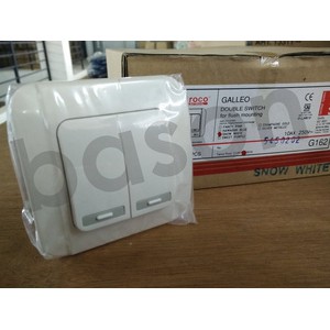 BROCO Galleo White / Putih G162 | Saklar 2 Gang 1 Way Switch