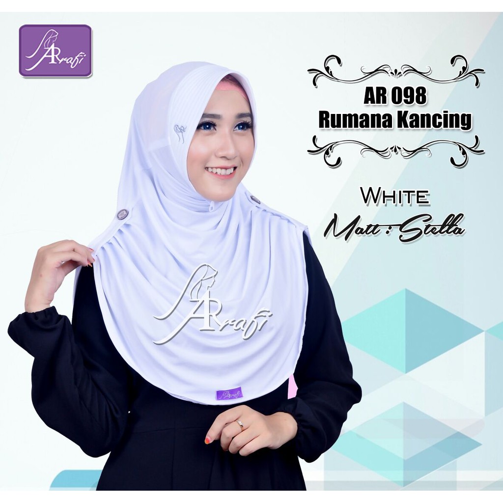  Jilbab  Arrafi Warna  Putih  Voal Motif