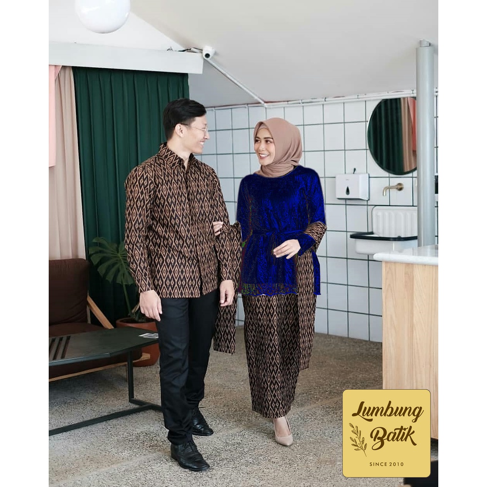 SET Couple Batik Qiona Brocade free selendang-1