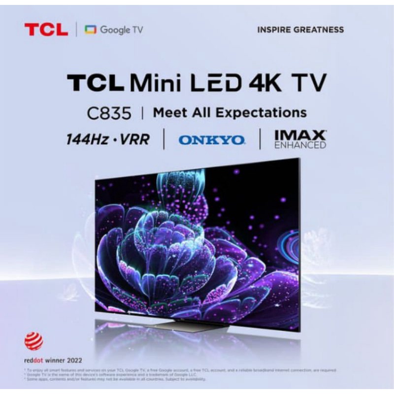 TV TCL MINI LED 65C835 65 C 835 UHD GAME MASTER 144HZ DLG VVR & ALLM ANDROID 11
