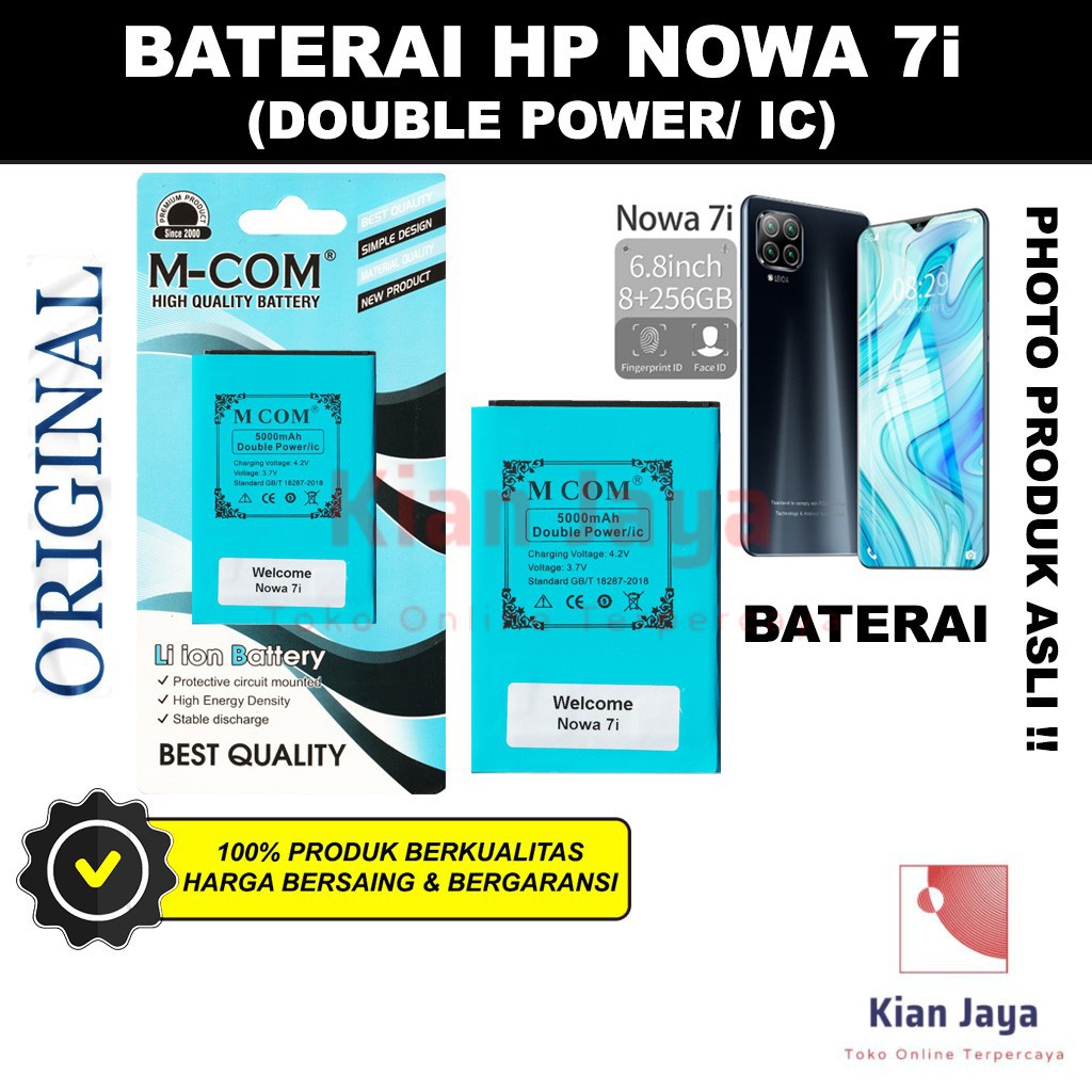 MCOM Baterai Hp Nowa 7i Original Double Power Batre Batrai Battery Ori