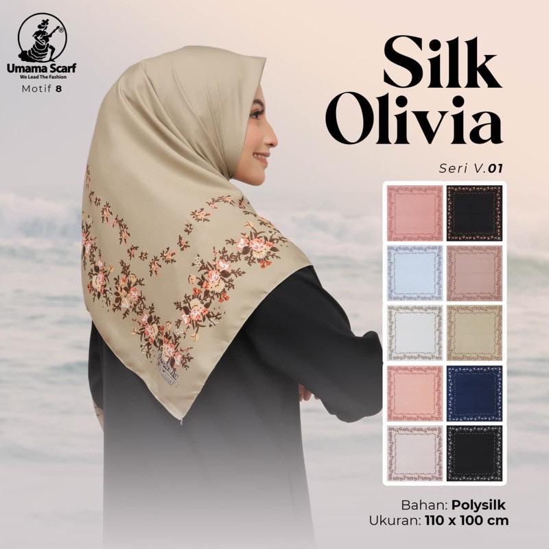 Segiempat Motif Hijab SILK OLIVIA MOTIF UMAMA 110x110-Motif 8 OLIVIA