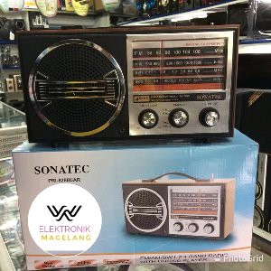 Radio Jadul AM FM SONATEC Desain Kayu Unik USB SD Card Murah
