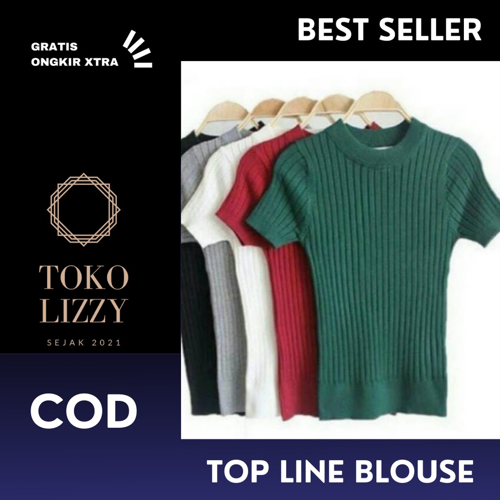 TOP LINE BEST SELLER BLOUSE PRESSBODY BAHAN RAJUT KNIT TEBAL BAJU SANTAI WANITA DEWASA LENGAN PENDEK