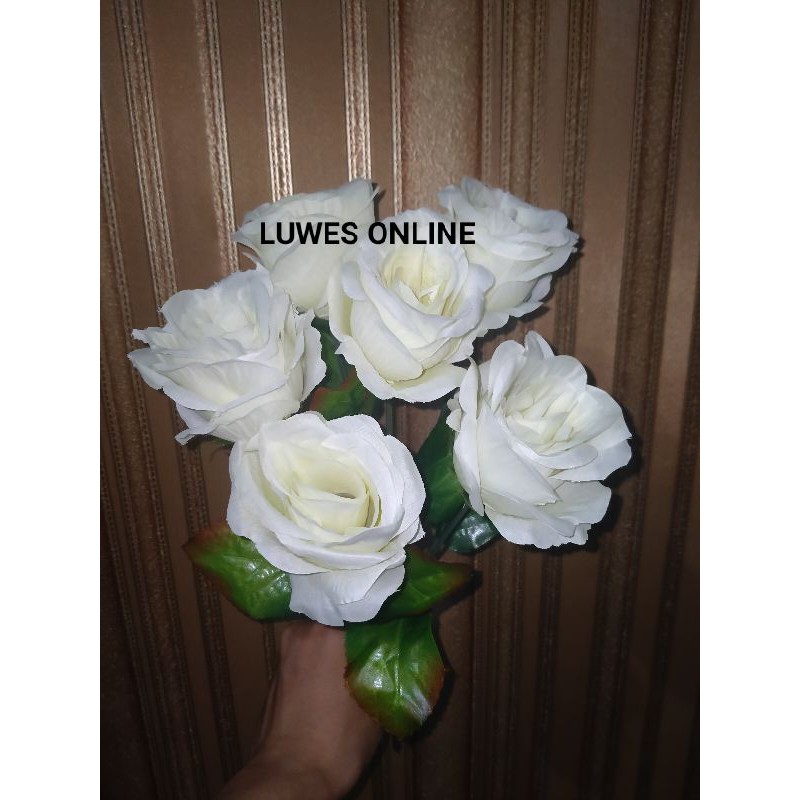 bunga mawar rose jepang k6 putih artificial plastik palsu dekorasi