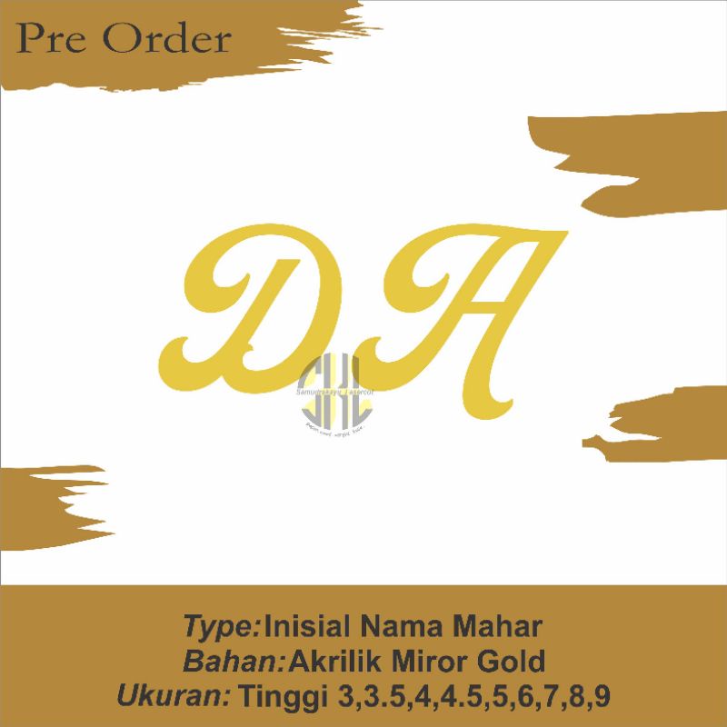 INISIAL NAMA COUPLE, bahan akrilik miror gold