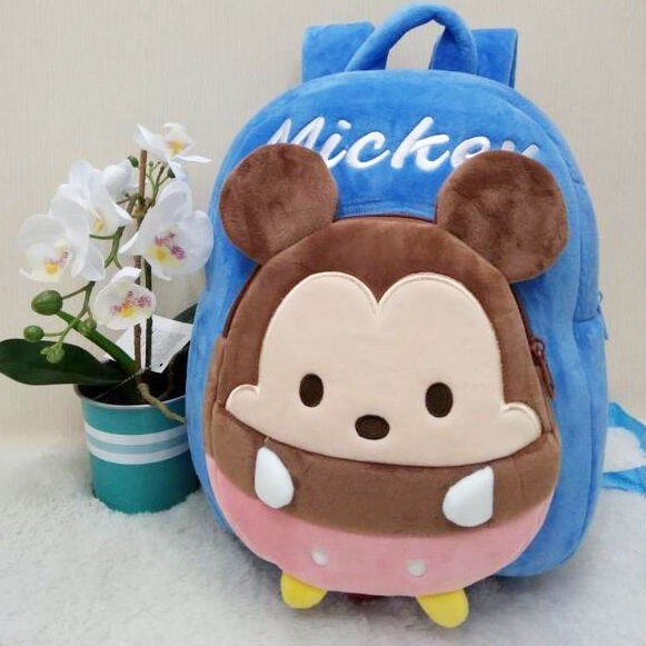 Tas Ransel L sekolah tk SMP SMA boneka mickey minnie mouse lilo stitch