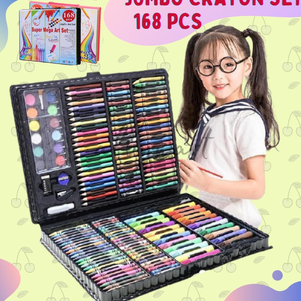 

168 pcs - pensil warna, alat tulis set crayon, coloring set, colouring (KODE D4522)