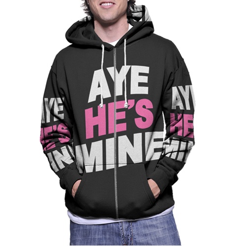 Jaket Hoodie Zipper Fullprint Aye Hes Mine Bahan Polyester Jersey [Hoodie Dengan Ritsleting] Zipper 