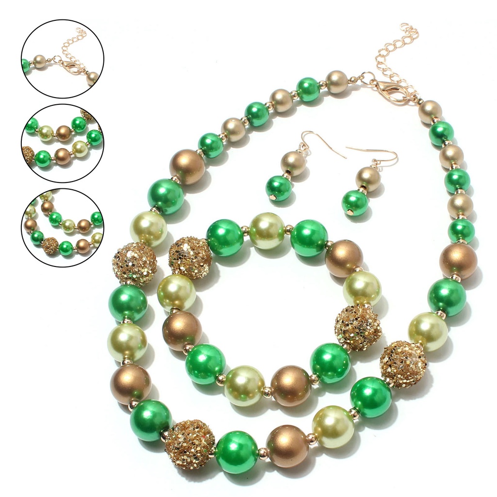 Hu Hu Hu Hu Hu Alat Bantu Pasang Kacamata♡ Kalung Gelang Rantai Mutiara Simulasi Tema Natal Untuk Perempuan
