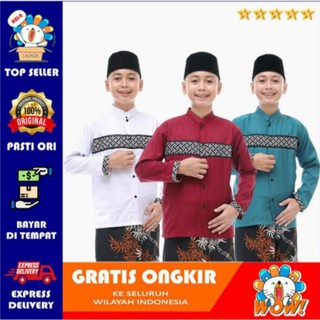Baju Koko anak remaja SD SMP Koko anak kombinasi batik Baju Koko anak remaja SD SMP Koko anak kombinasi batik