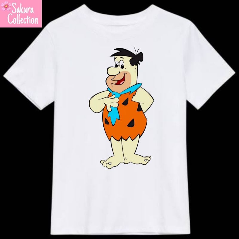 kaos baju FRED FLINTSTONE DISNEY kartun motif karakter Tshirt pria wanita dewasa tee kaus distro youtuber hitam putih katun combed cotton 30s 24s oversize lokal S M L XL XXL 2XL XXXL 3XL termurah terlaris BEST SELLER printing print