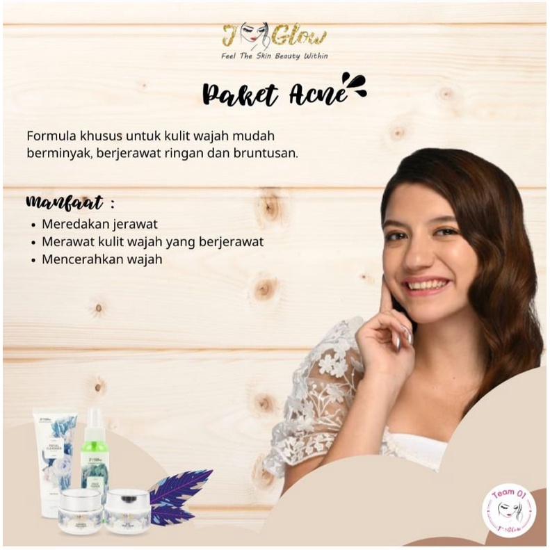 Jglow Skincare Paket Acne Whitening Skin Cream glowing(Menyembuhkan beruntusan serta jerawat ringan)