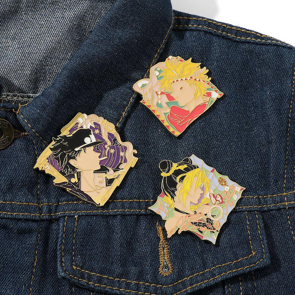 Lanfy JoJo Bizarre Adventure Aksesoris Cosplay Jaket Pin Logam Bros Kartun Lencana Pin Enamel Bros