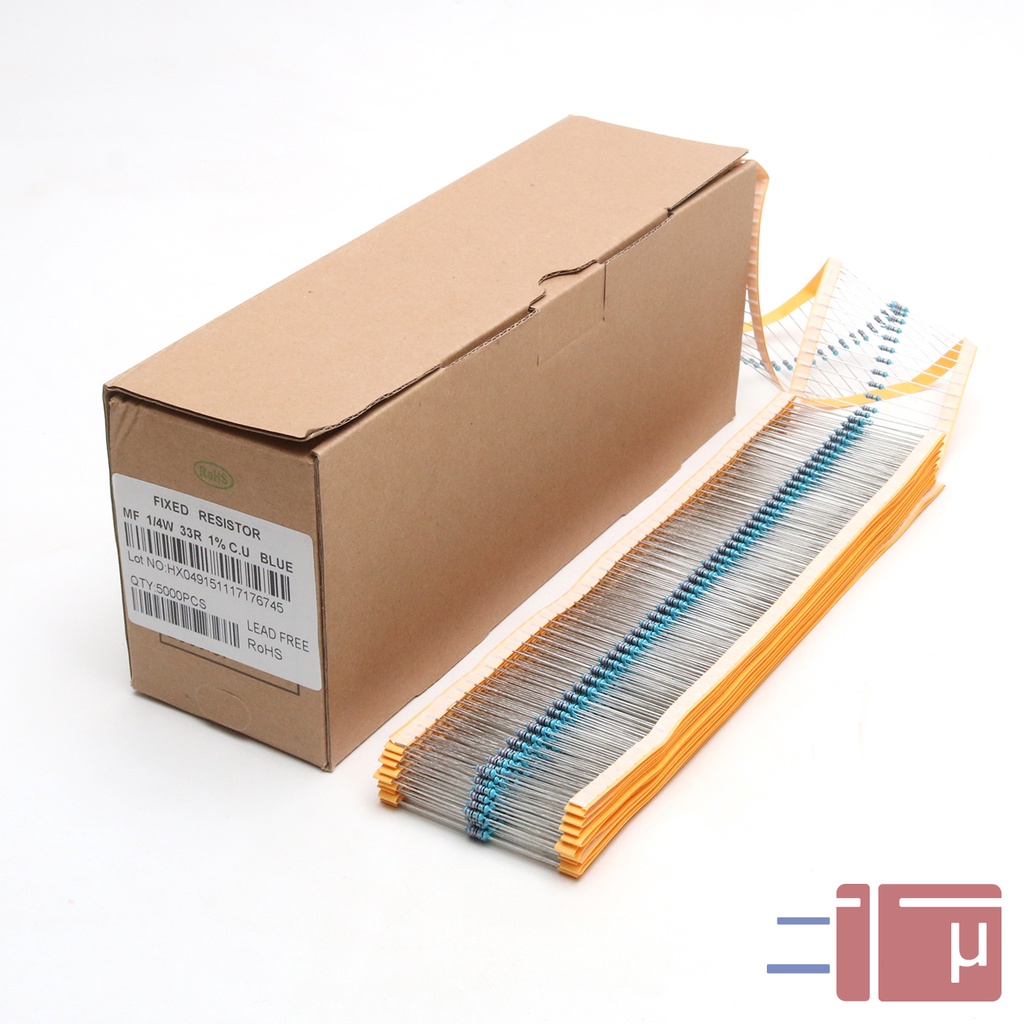 x10 Resistor 33R 33 Ohm 1/4W Metal Film 1% Taiwan Kaki Tembaga