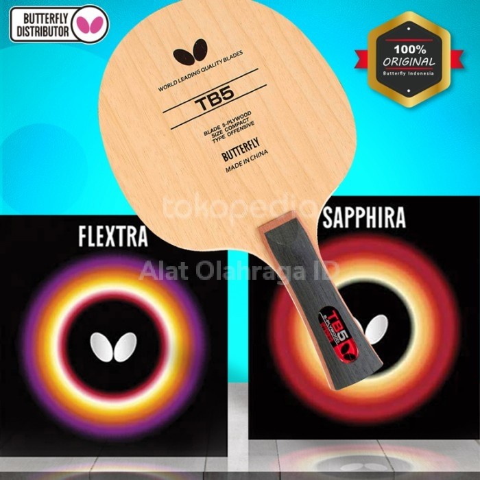 Paket Bet Ping Pong Butterfly TB 5 / Sapphira / Flextra - Dirakit