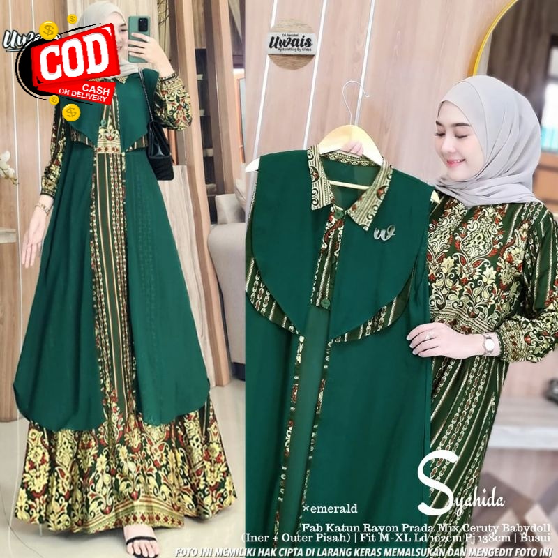 Syahida 1 2 maxy by uwais Gamis Dress Maxy Fashion Wanita Setelan Wanita Original Brand Uwais