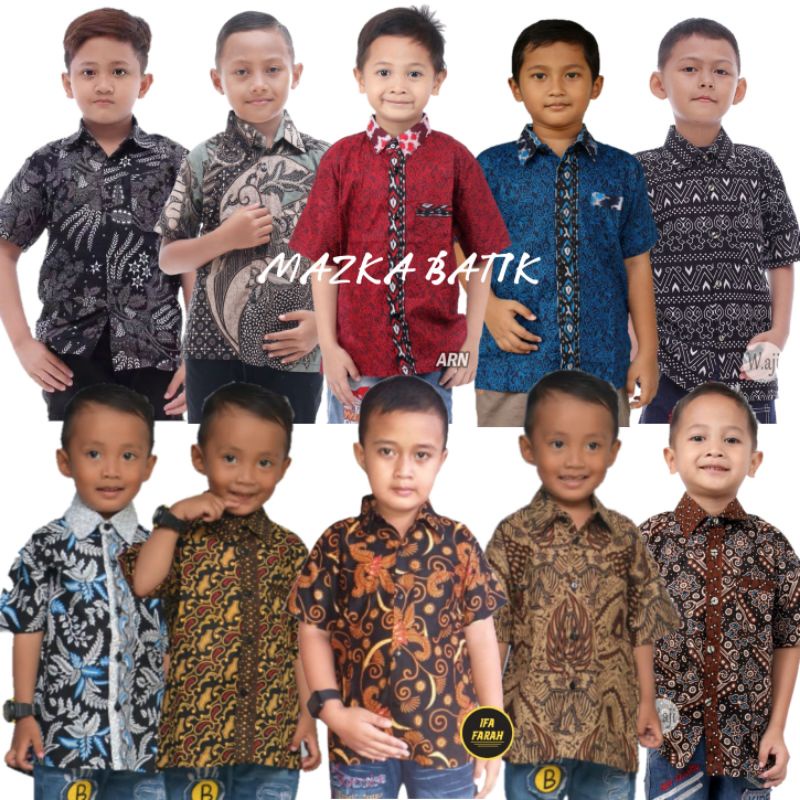 BATIK ANAK LAKI LAKI SIZE TERLENGKAP MOTIF MEGA MENDUNG MERAH