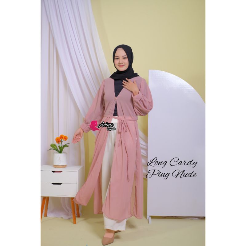 LONG OUTER / LONG CARDI OUTER BAHAN CERUTY BABY DOLL BELAH SAMPING BELAH DEPAN