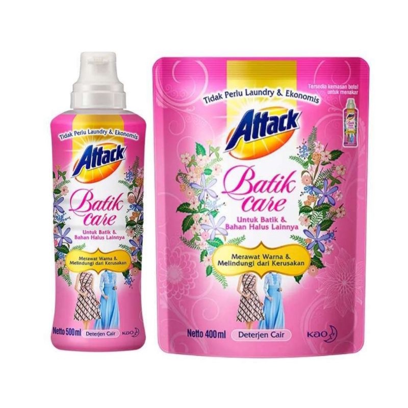 ATTACK Batik Care Reffil 400 ml / Botol 500 ml Detergen Cair