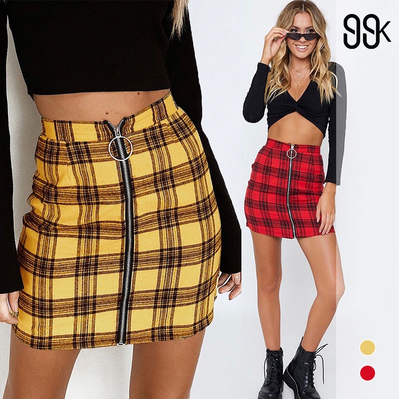 tight plaid mini skirt