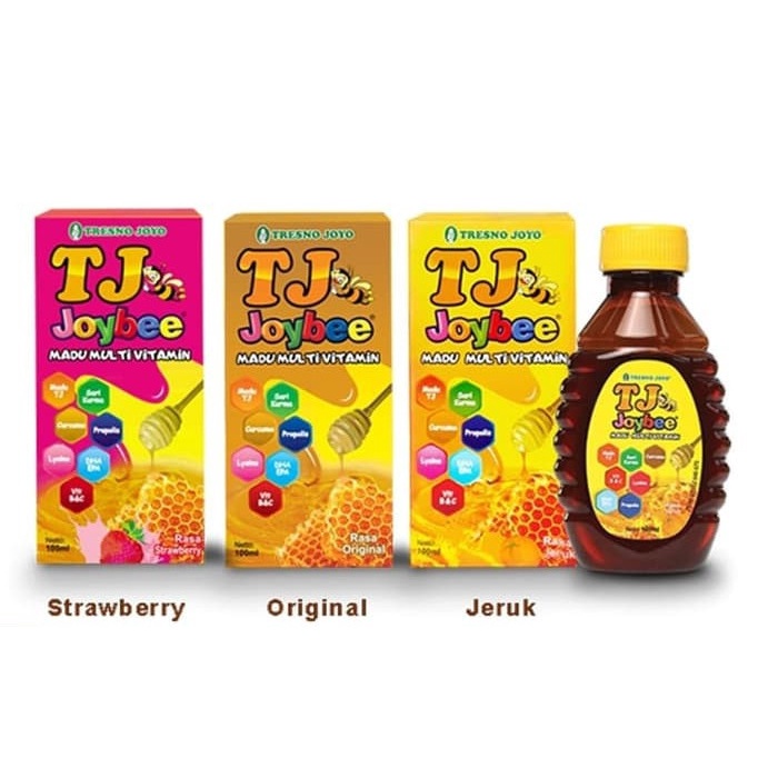 MADU TJ JOYBEE 100 ML Tresno Joyo - Multivitamin Anak Propolis DHA Rasa Strawberry Original Jeruk