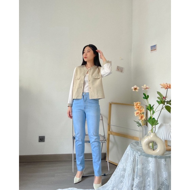 KANON - Kaho Tweed Blazer - Blazer kantor tweed wanita korean look