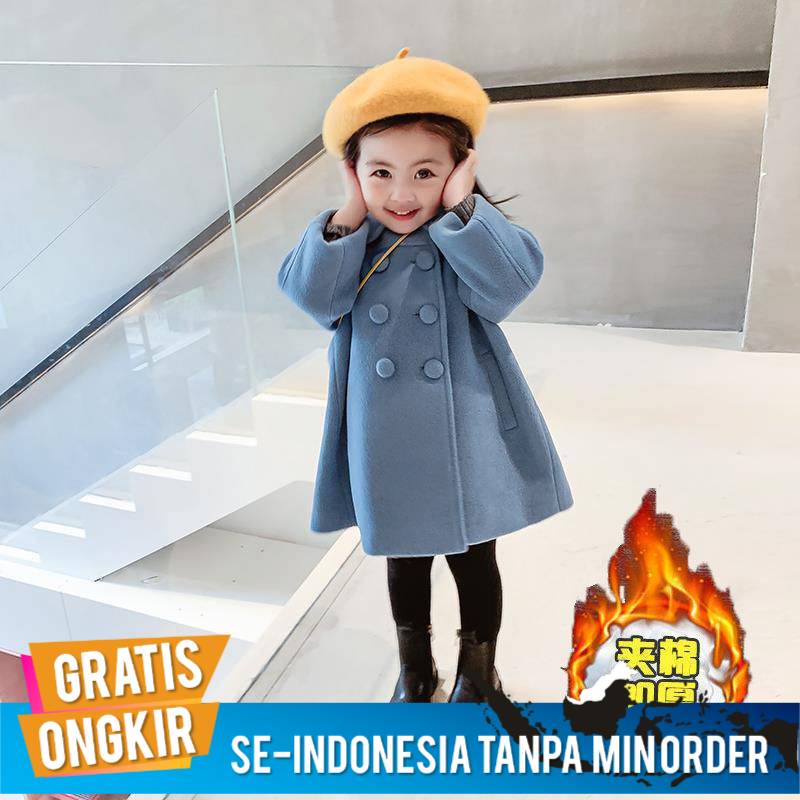 Jaket Anak Perempuan Kasual Korea Wol Tebal Barat Balita Bayi Panjang Import
