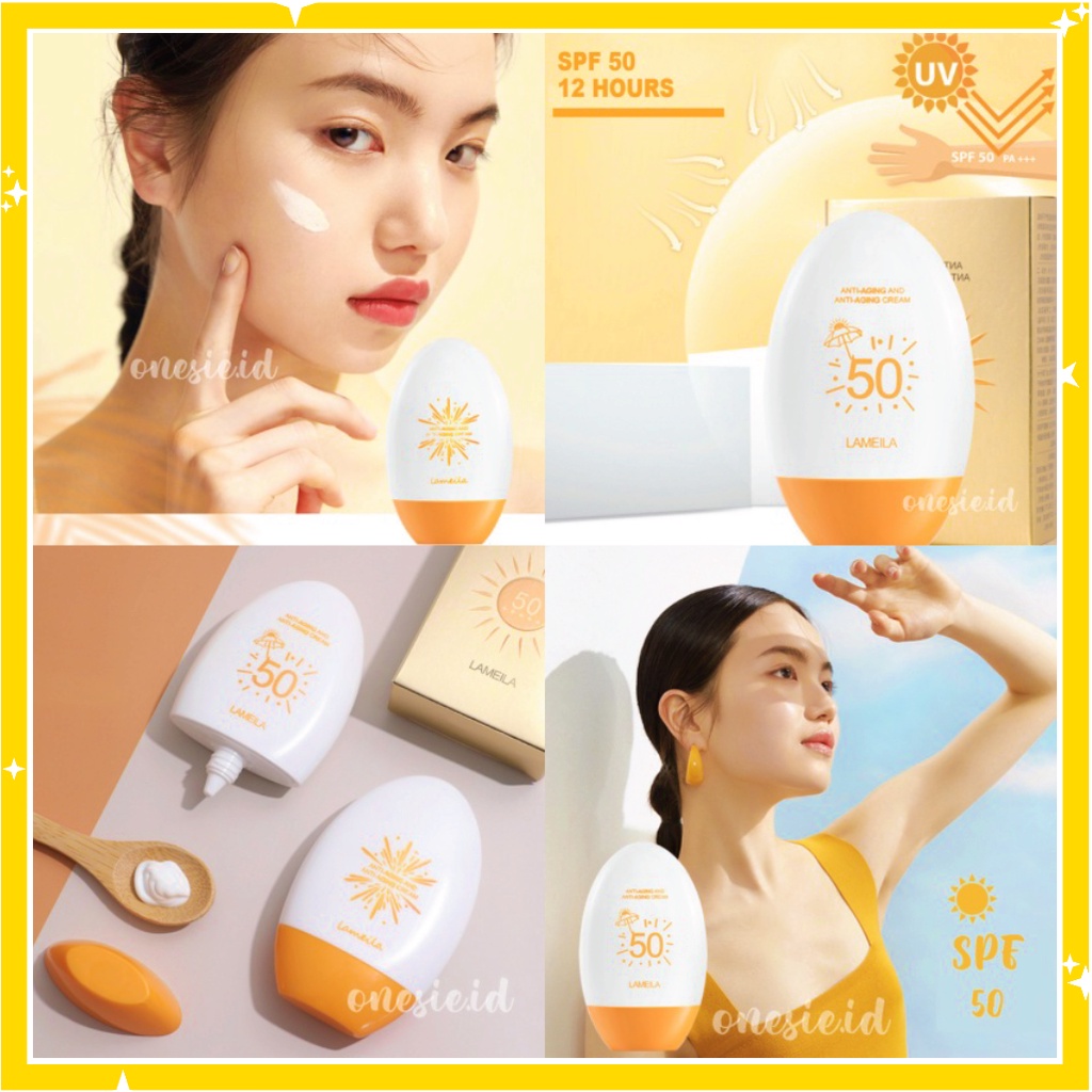 LAMEILA Sun Block SPF 50 Sun Screen Wajah Tahan PA+++ 12 Jam Egg LA065 3053