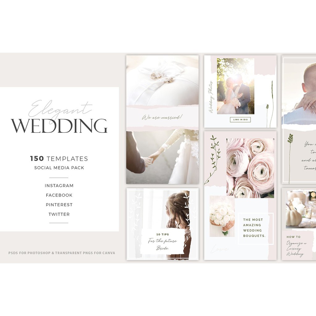 Elegant Wedding Social Media Pack - Photoshop