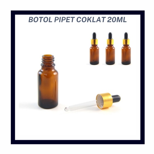 OBRAL Botol Pipet Kaca Tebal Warna Coklat Ukuran 20 ML Ring Hitam / Botol Kaca Original