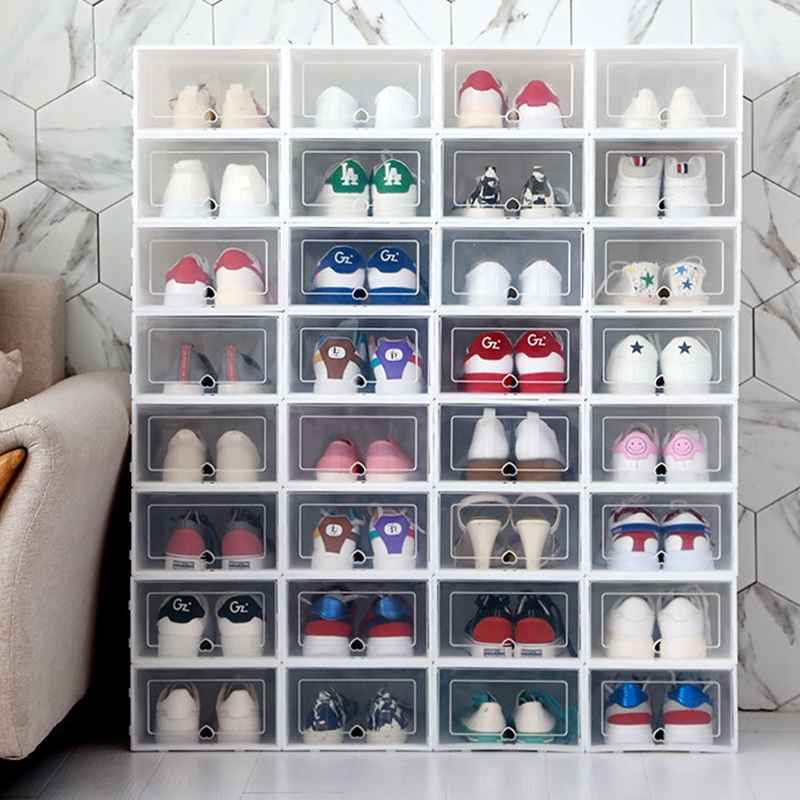 Multifunctional Shoe Box Flip Cover Transparent Box Shoe Cabinet Thick Stackable Clothes Home Storage Box Color Shopee Indonesia