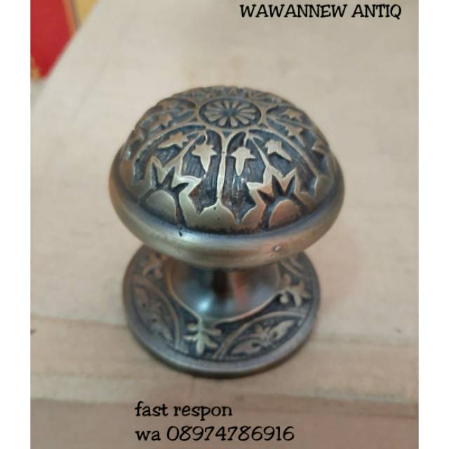 Knop Pintu / Handle Pintu / Gagang Lemari Pintu Rumah Kuningan Antik Motif Ukir 7cm