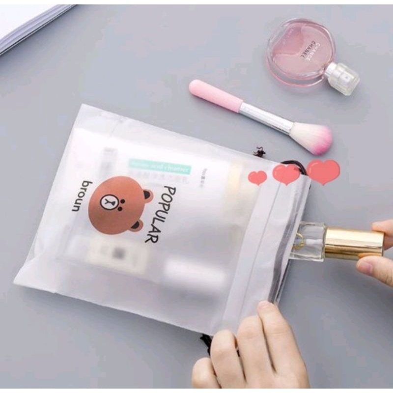 Kantong serut beruang serba guna tas kosmetik plastik