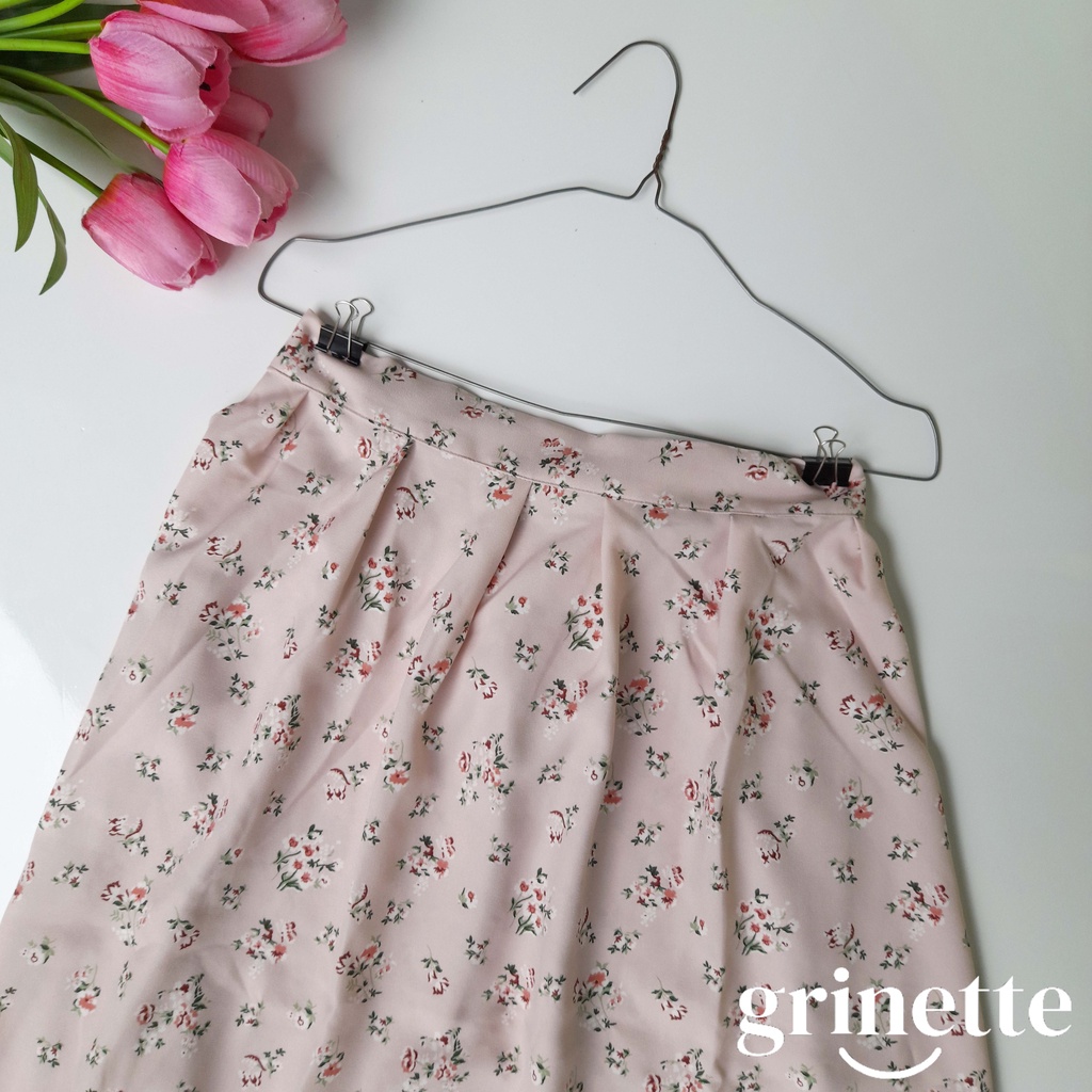 Jardin Flower Patterned Long Skirt Rok Cottagecore Vintage Korean