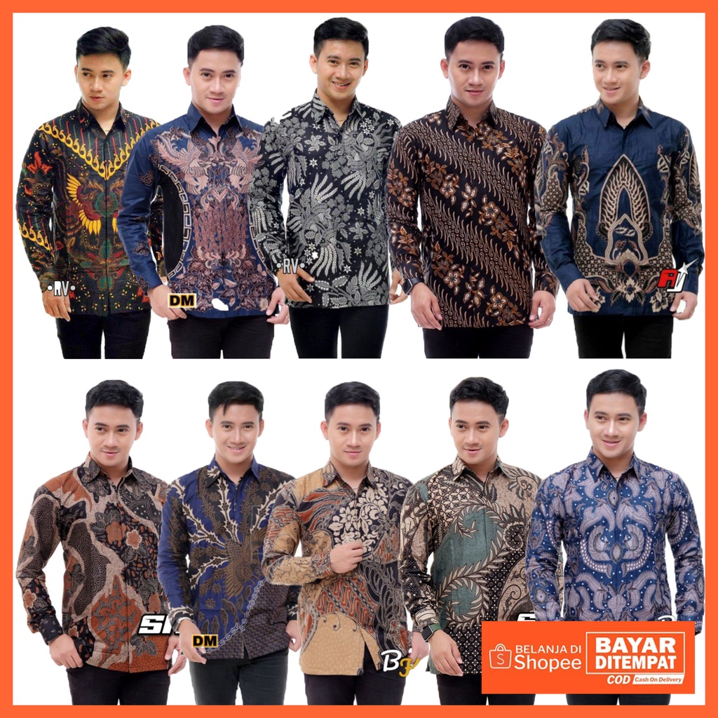 Kemeja Batik Pria Modern Lengan Panjang Casual Modis Slim Fit Trendy Masa Kini size M L XL