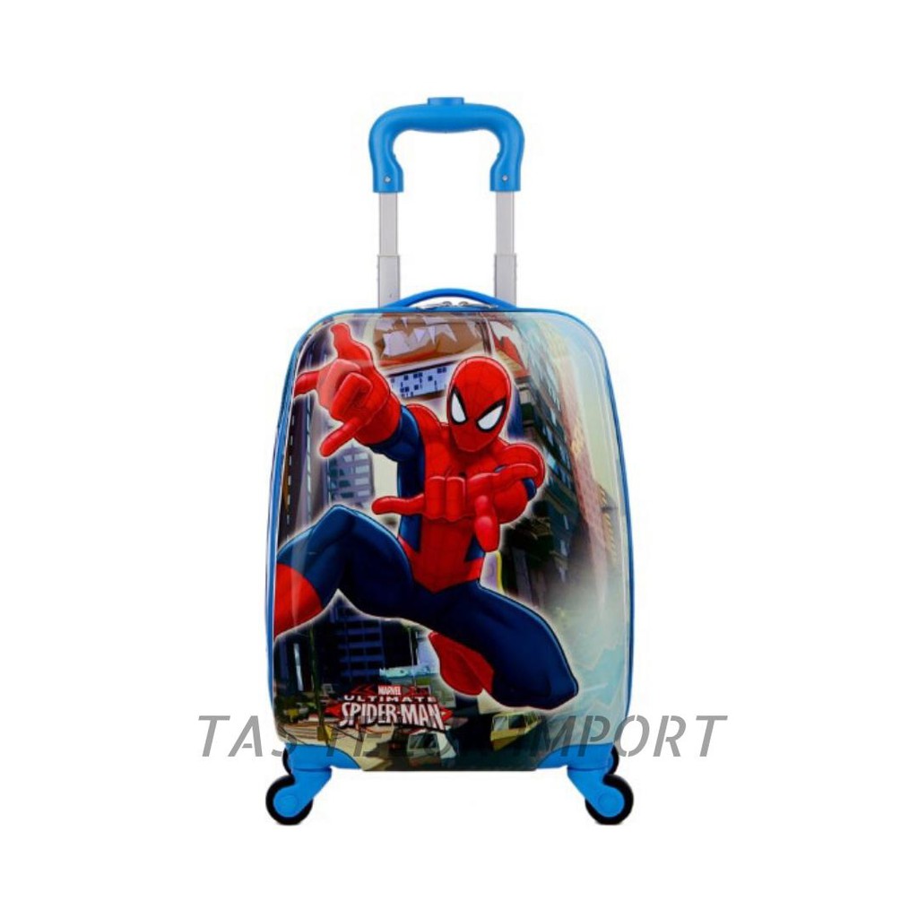 (RK)Koper Anak Karakter Spiderman Koper Travel  Anak 16 Inci Fiber-Koper Sekolah Anak 4 Roda
