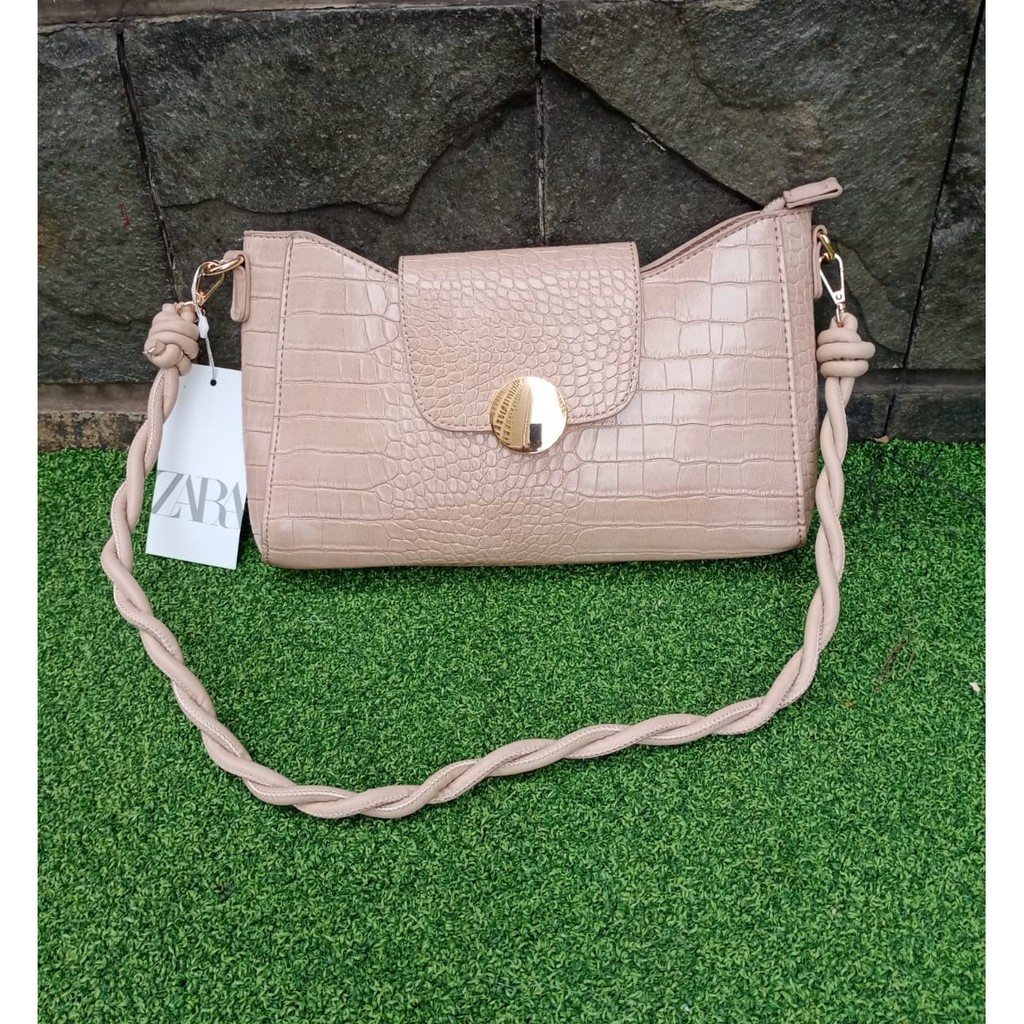 Tas bahu croco zraa flap magnet tali kepang fashion import#034