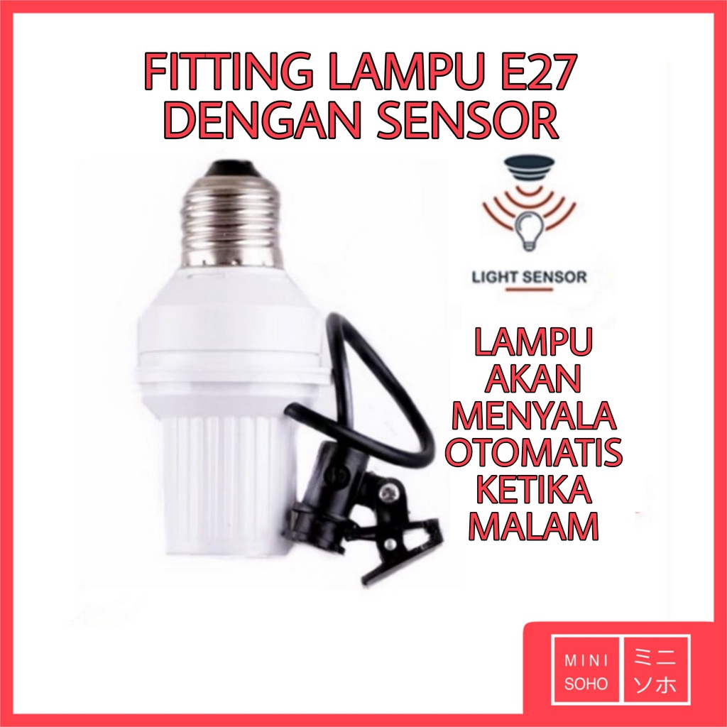 Fitting Lampu E27 Sensor Cahaya Otomatis Fiting E27 Malam Bohlam