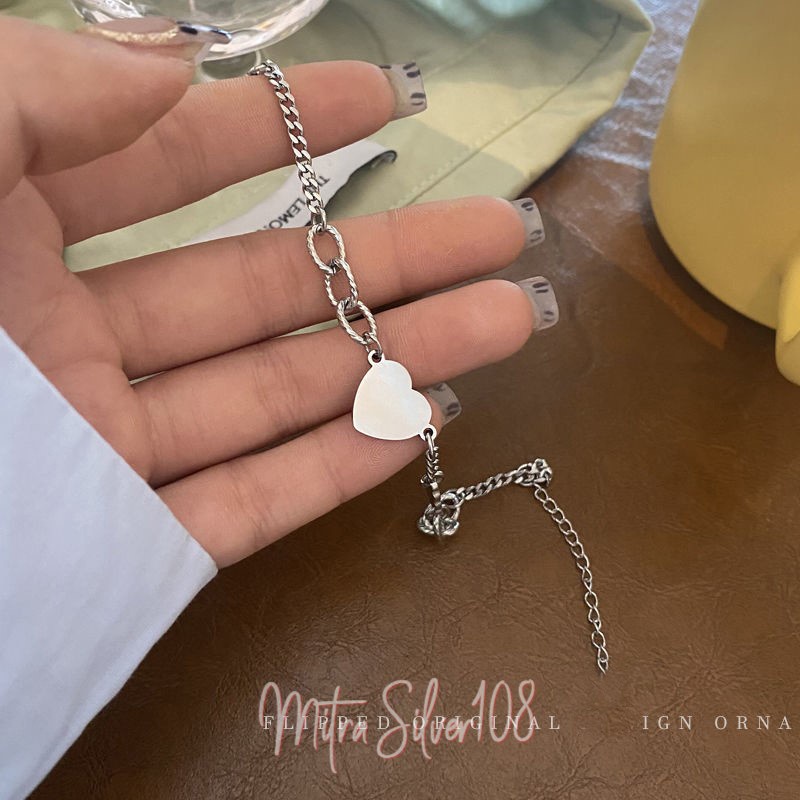 [MS108] GL 15 - - Gelang wanita model love ala korea | aksesoris wanita gaya elegan | gelang titanium wanita anti karat | kalung murah | kalung polos | kalung silver