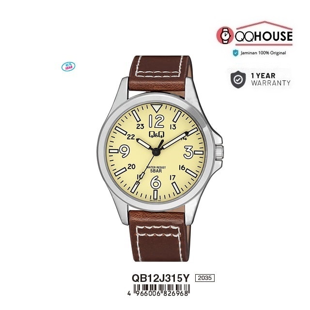 Q&Q QQ QNQ QB12 QB12J QB12J315 QBJ12J315Y ANALOG ORIGINAL WATCH JAM TANGAN PRIA TALI KULIT