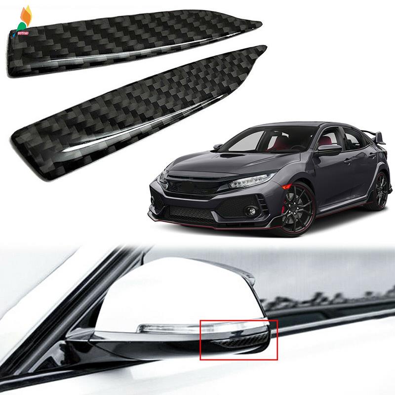 2pcs Stiker Strip Pelindung Kaca Spion Mobil Anti Gores / Benturan Bahan Karbon Fiber