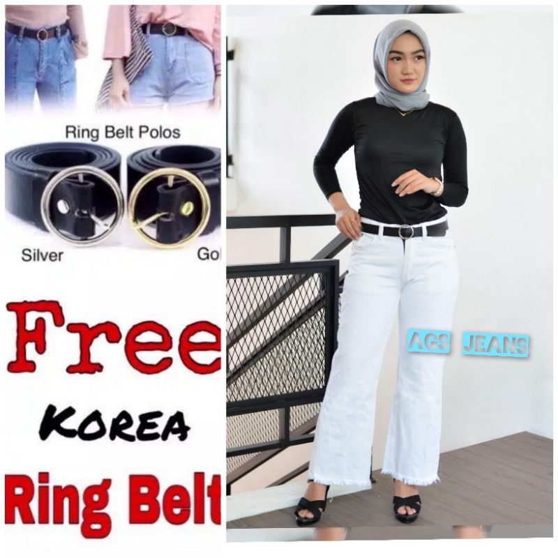 HIGH WAIST KULOT POLOS JEANS HITAM & PUTIH