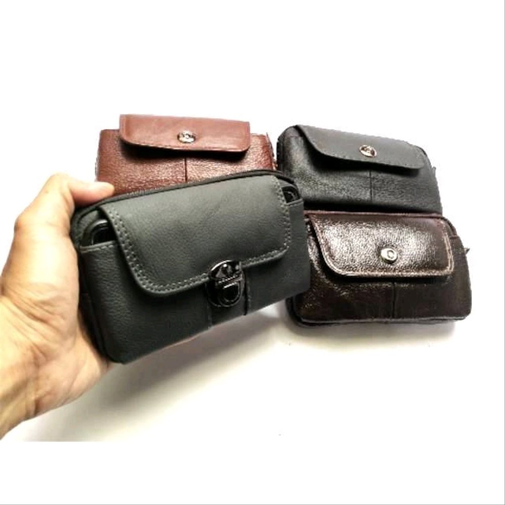 Jual Sarung hp kulit asli double  5.5-6 inch model horizontal  -  dompet hp kulit asli Murah