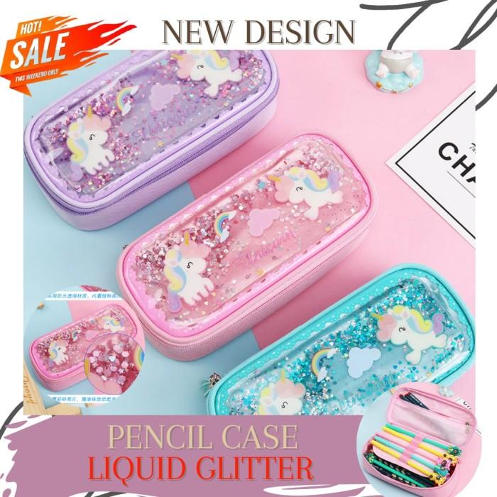 

Kotak Pensil Glitter / Liquid Beads Pencil Case Flamingo Unicorn