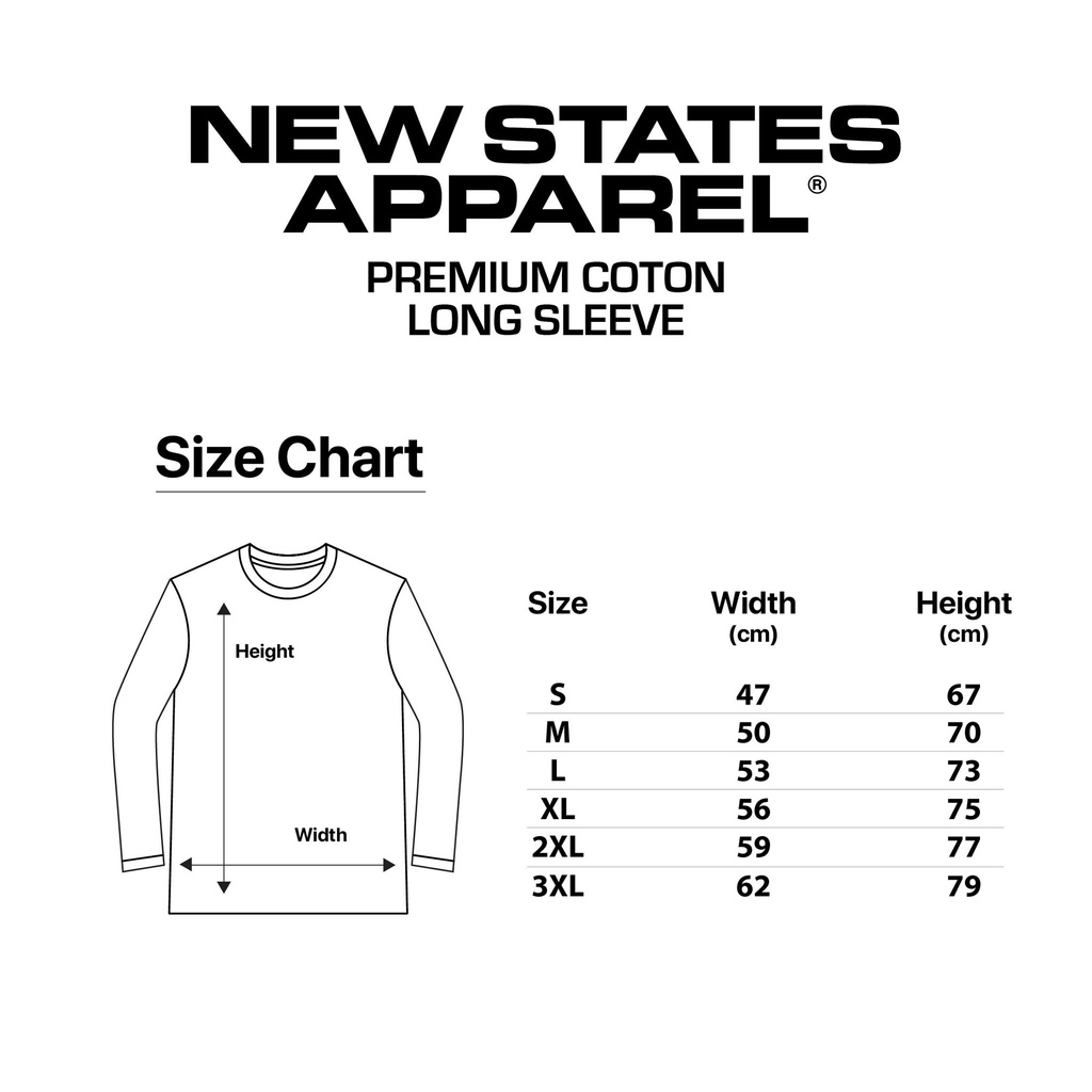 NEW STATES APPAREL Kaos Polos Pria dan Wanita Lengan Panjang Premium Cotton Warna Terang Cotton 24s S-2XL -7280