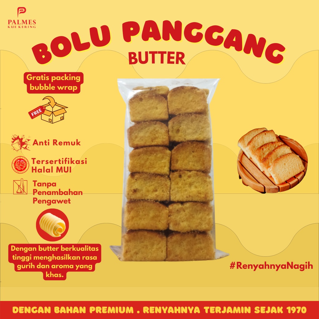 

Bolu Panggang Butter 250 gr - Bolu Panggang - Bolu Kering - Bolu Kering Palmes - Bolu Panggang Palmes - Bolu Kering Jadul - Bolu Panggang Kering - Palmes Kue Kering