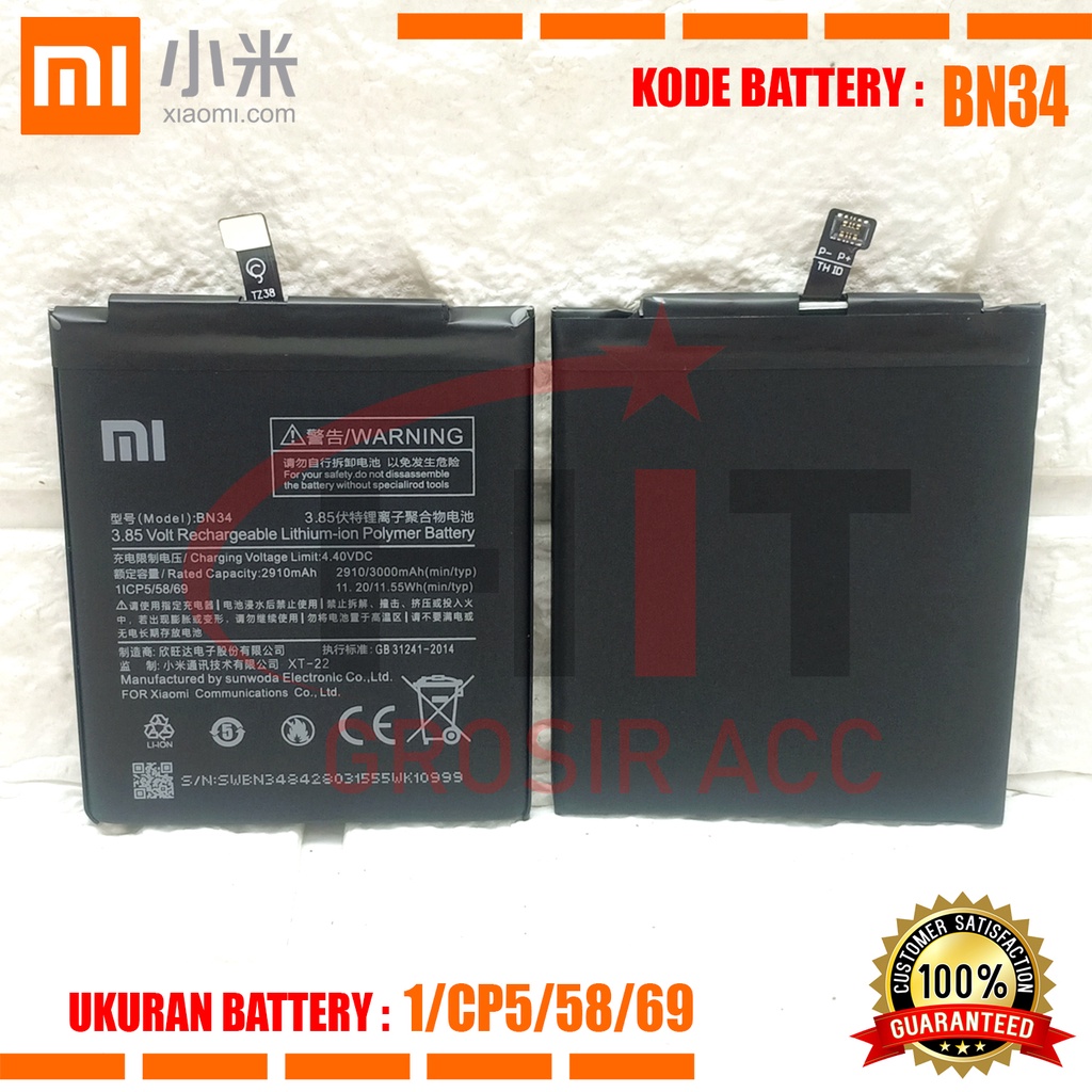 Baterai Battery Original XIAOMI Redmi 5A / Kode BN34